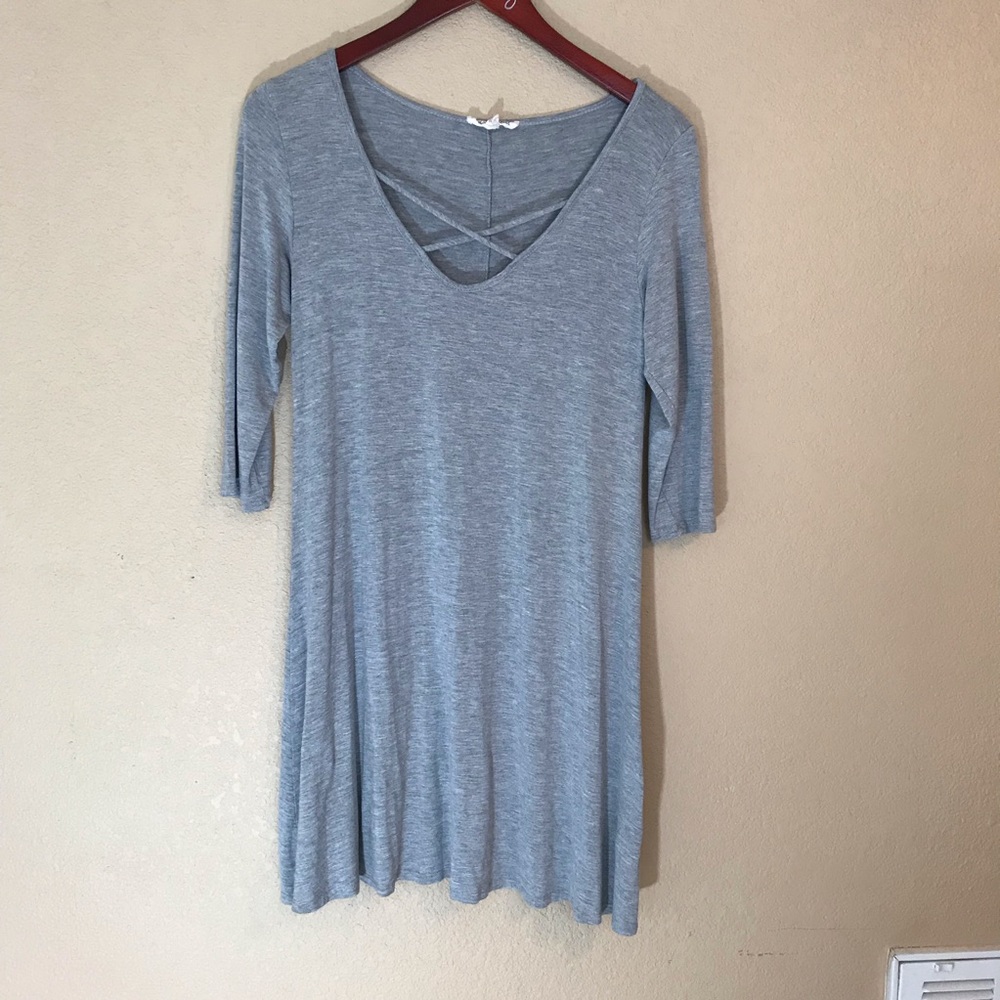 Rolla coster brand gray dress crossed neckline euc